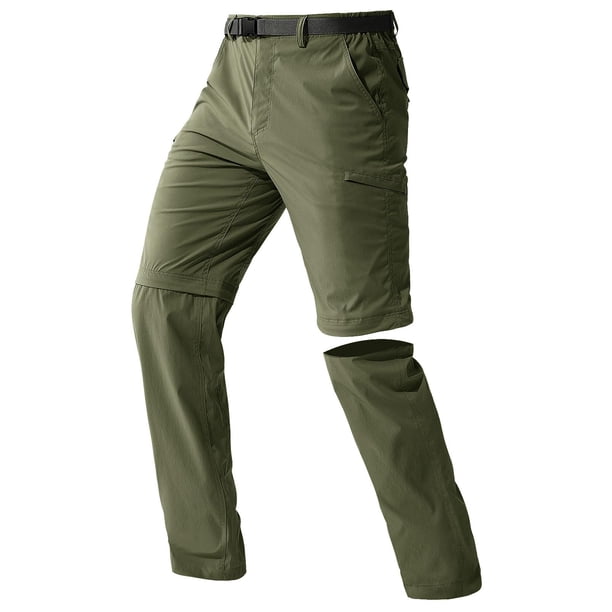 Pantalones FREE SOLDIER Convertibles para senderismo, color verde militar, 34 cm de ancho x 81 cm