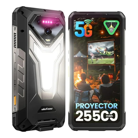 Ulefone Armor 34 Pro 5G con proyector de 150 lúmenes,32GB+512GB de ROM/2TB,batería de 25500mAh y carga rápida de 66W,120Hz,cámaras triple de 64MP+50MP+50MP y cámara frontal de 32 MP,doble SIM