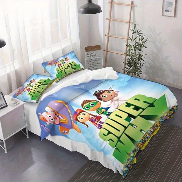 3pcs Super Why Duvet Cover Set - Soft And Breathable Bedding Decor Suitable for Teen Home Decoration
