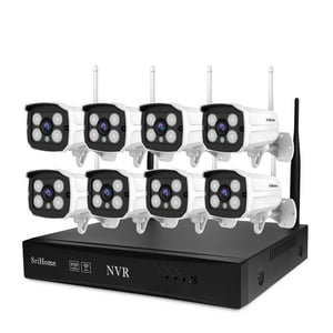Srihome - Kit Nvr 8 Cámaras De Seguridad Ip Wifi 1080P 2Mp Sricam Nvs001