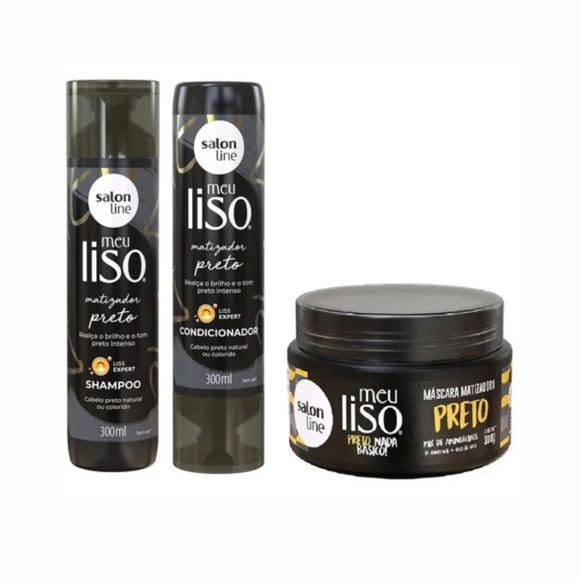 Salon Line Pack shampoo Acondicionador y Mascara Matizadora Negro Salon Line