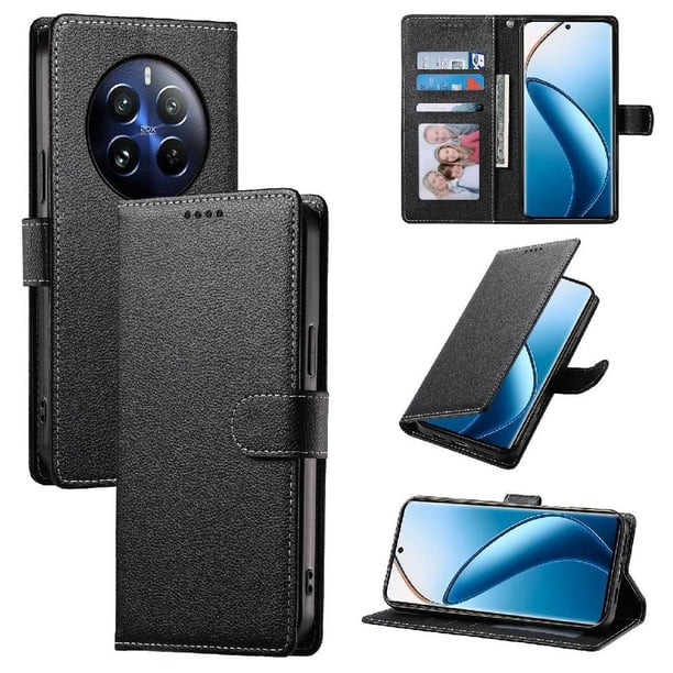 Funda para FOXDOCK Realme 12 Plus 5G– Cuero Premium, 3 ranuras para tarjetas, Protección contra impactos