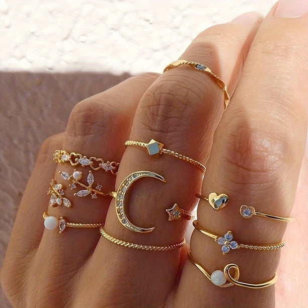 Hot Selling Metal Hollow Round Opening Rings Set