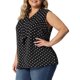 thumbnail image 4 of Agnes Orinda Blusas Clásicas Sin Mangas con Lunares y Cuello en V Anudado para Mujer de Talla Grande 1X Negro, 4 of 6