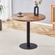 thumbnail image 1 of 31.5 Inch Dark Wood Grain Round Dining Table - Suction Molding Annular Texture, Durable and Water-Resistant.Suction Molding Process,Dark Wood Grain Design,Black Metal Stand., 1 of 3