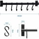 thumbnail image 2 of Barra de pared para utensilios de cocina de 40 cm con 6 ganchos extraíbles, soporte de pared para utensilios de cocina (negro), 2 of 5