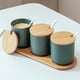 thumbnail image 5 of Juego de 2 tarros de especias de cerámica , azucarero de cerámica con cuchara y tapa de bambú para té, azúcar, sal y especias en casa y en la cocina., 5 of 5