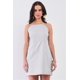 thumbnail image 1 of Vestido Mini de Algodón Gris Claro, sin Mangas, con Espalda Cruzada, Tirantes, Escote Cuadrado, Bolsillos Laterales y Estilo Delantal., 1 of 5