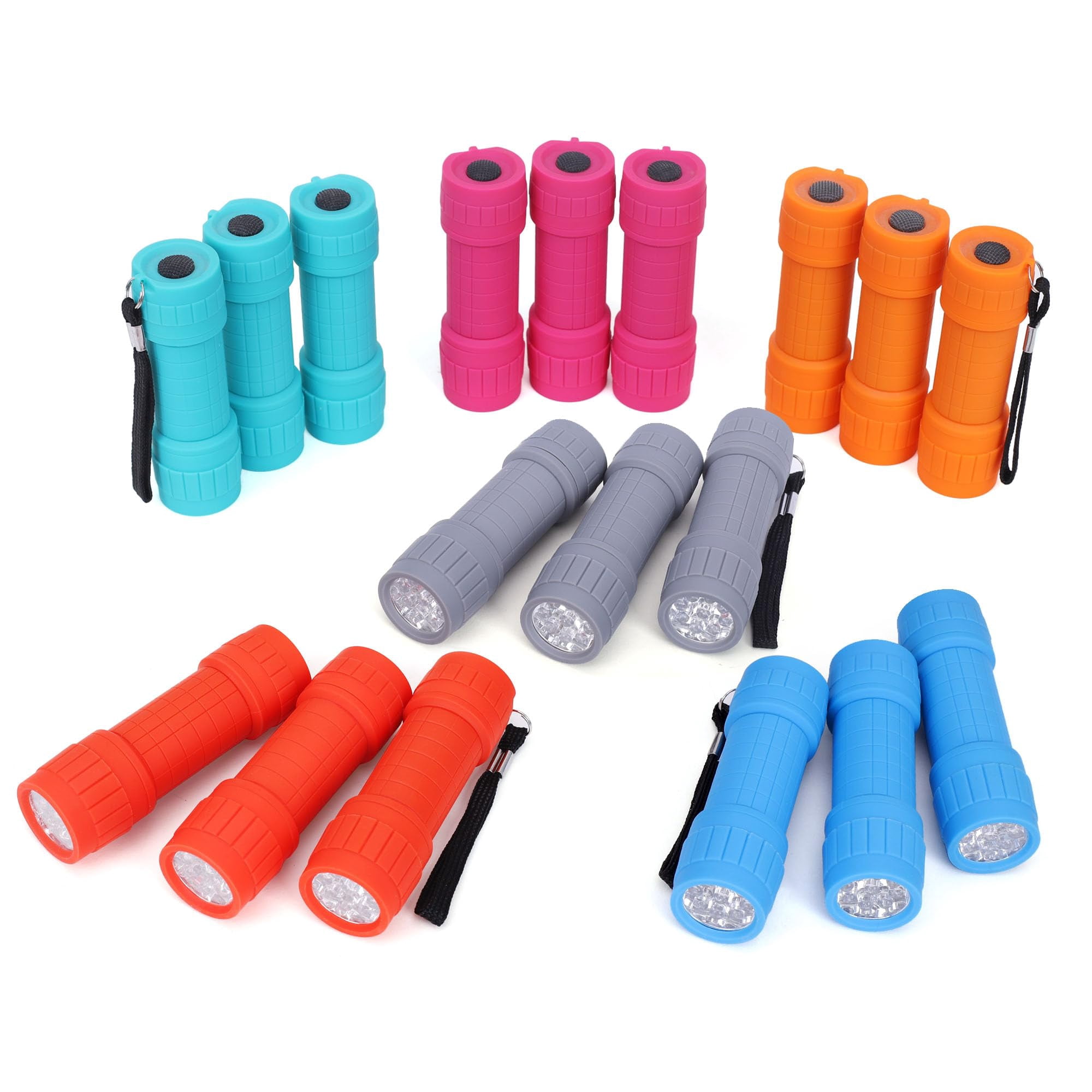 Paquete De 18 Linternas Fastpro, 9 Led Con Baterías Incluidas