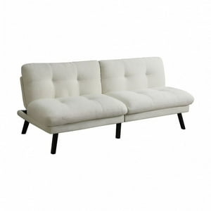 Space Home - Sofa Cama Estructura De Madera Espuma De Alta Densidad Liso Crema