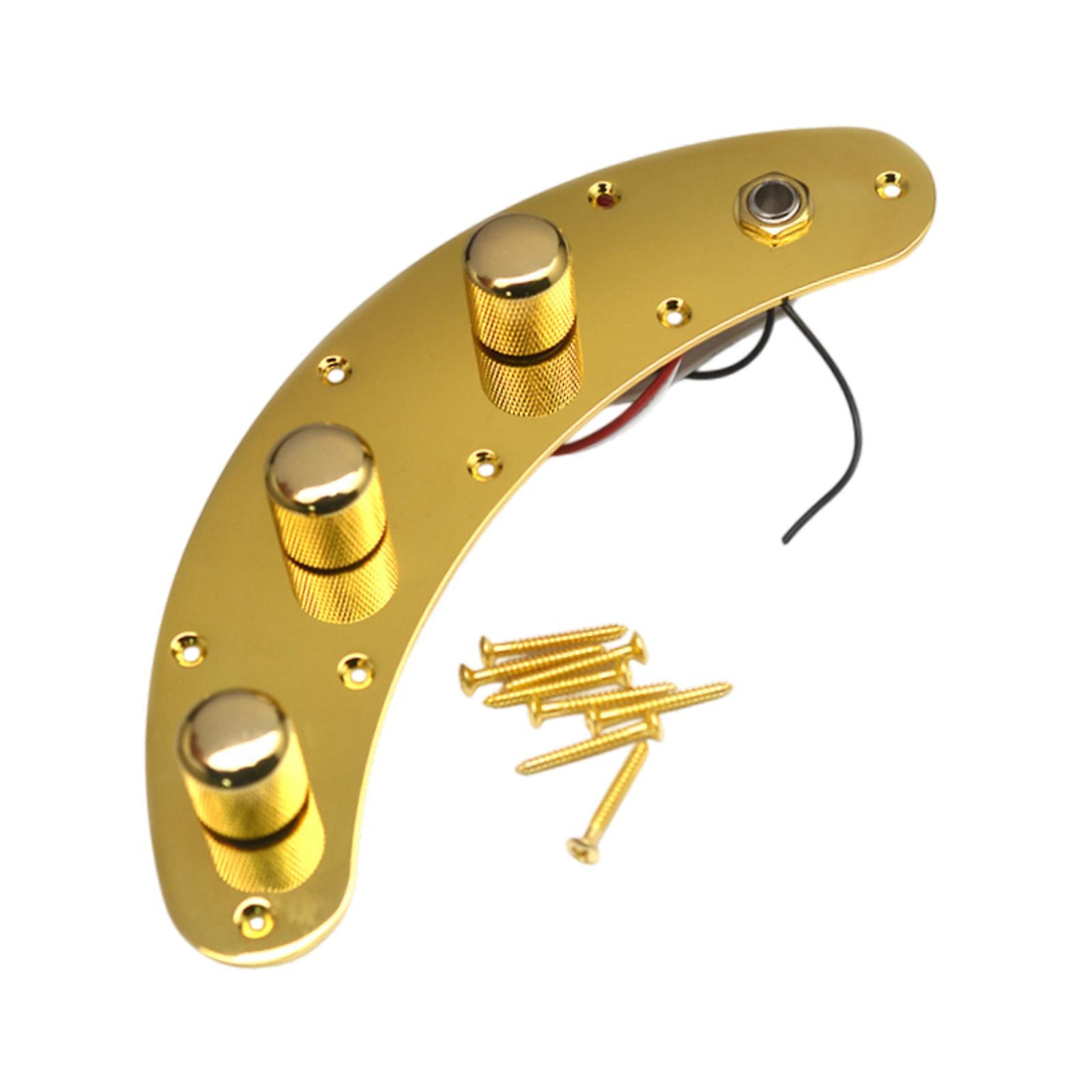 Magideal - Placa De Control Del Interruptor De Bajo Controles Completamente Cargados Con Botón De Interruptor, Reemplazo, Piezas De Música Kit De Cables De Metal Oro