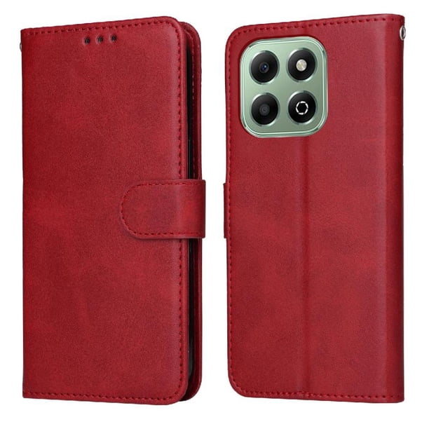 Funda Billetera para Honor X6C 4G con Porta Tarjetas y Soporte Ajustable Rojo