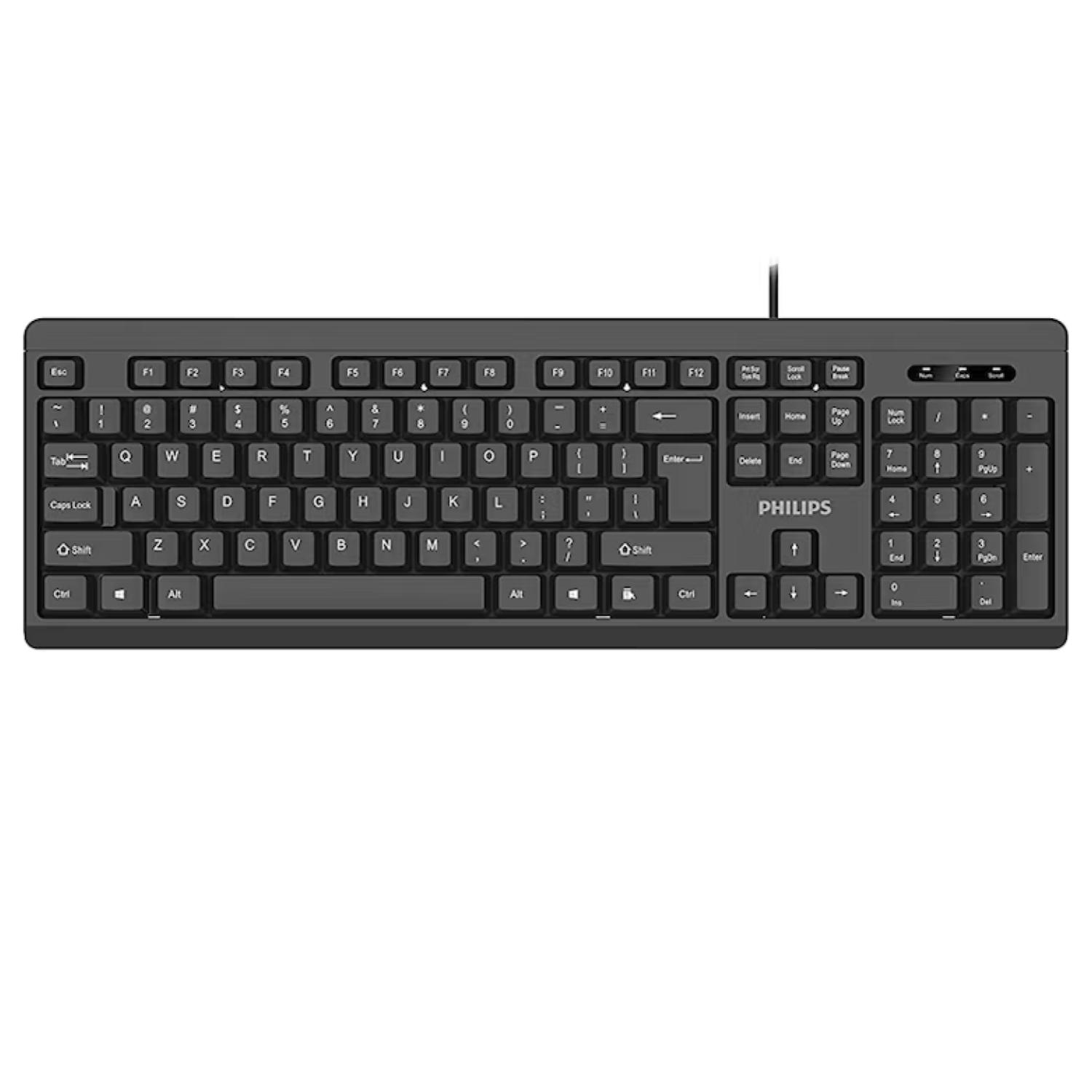 Philips - Teclado Alambrico Usb 105 Teclas Negro Spk6254
