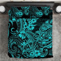 Milsleep - Hawaii Shark Juego De Cama Polinesia Patrón Turquesa Versión Lt01