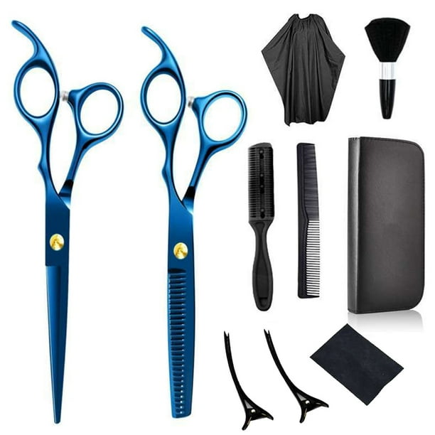 Tijeras para cortar el cabello, 10 piezas de tijeras profesionales para el cabello con tijeras de entresacar, peine, capa y clip
