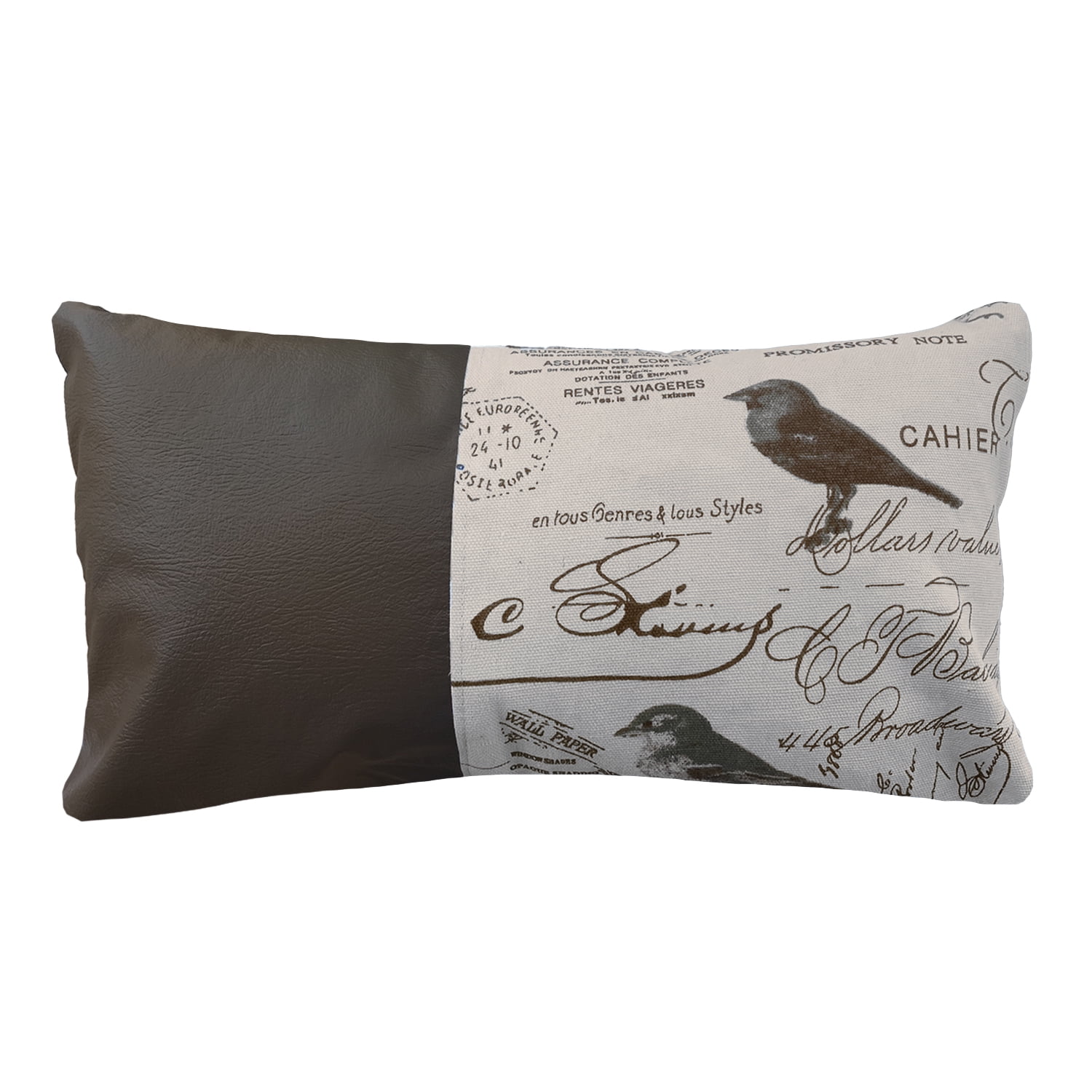Elizabeth Peper - Funda Cojin Decorativo Ecocuero Aves Cafe 50x30