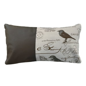 Elizabeth Peper - Cojin Decorativo Ecocuero Aves Cafe 50X30 Relleno
