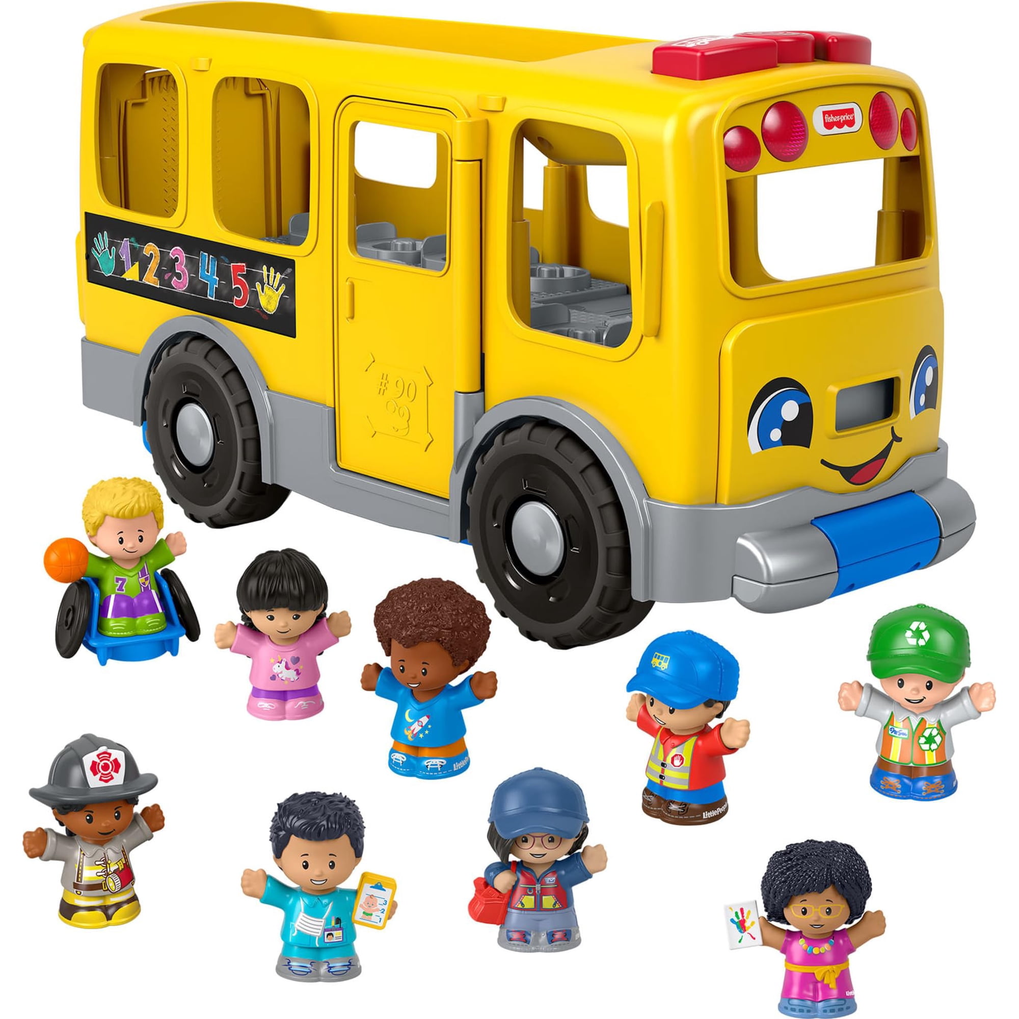 Autobús Escolar De Juguete Fisher-price Little People Con 9 Figuras, 1 O Más Y