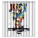 thumbnail image 1 of Cortina de ducha colorida con diseño "Just Do It" y ganchos, tamaño 60 x 72 pulgadas, 1 of 3