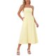 thumbnail image 4 of INSPIRE CHIC Vestido largo de verano sin tirantes con nido de abeja a cuadros para mujer Amarillo L, 4 of 6
