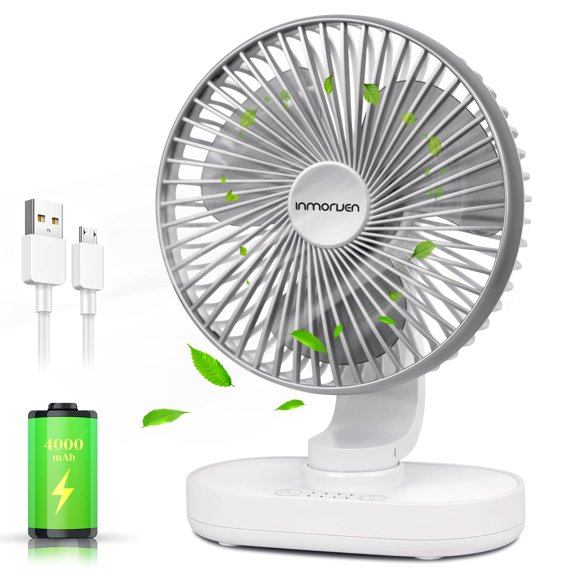 Ventilador oscilante CONBOLA 4000 mAh, funciona con pilas y recargable