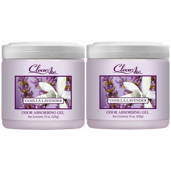 Gel absorbente de olores Clear Air, 450 ml, aroma a lavanda y vainilla, x2