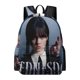 thumbnail image 1 of Miércoles Addams-theme Backpack, Campus style schoolbag Bookbag with Adjustable Shoulder Straps And Large Zip Compartment, Unisex Travel Bags.42x30x15cm, 1 of 6