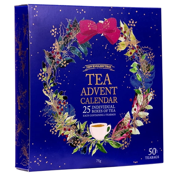 Calendario de Adviento, té navideño New English Teas con 50 bolsitas de té