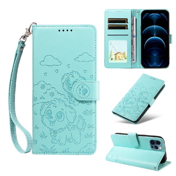 Funda Billetera FOXDOCK Compatible con iPhone 13 Pro, Diseño Perrito Tierno, Ranuras para Tarjetas y Soporte Plegable
