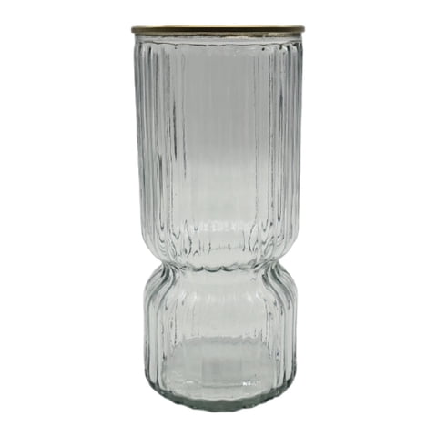 Fliperex - Florero Decorativo De Vidrio Con Diseño Borde Dorado