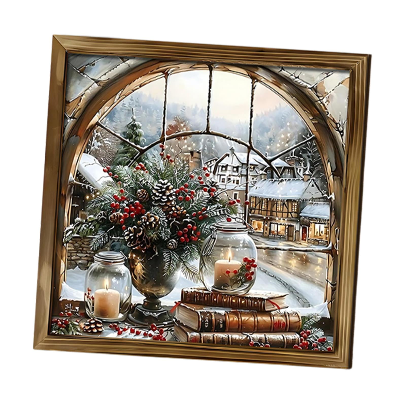 Bothyi - Marco De Fotos De Madera Navideño De 20 X 20 Cm Para Oficina, Vacaciones Y Sala De Estar.