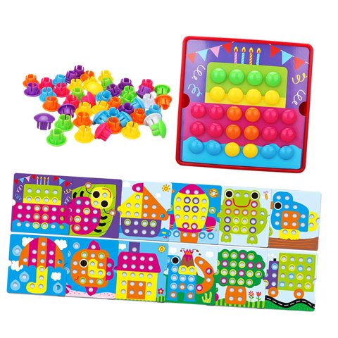 Magideal - Rompecabezas De Tablero Perforado Con Mosaico De Hongos A Juego, Actividades, Manualidades De Tablero Perforado Para Niños De 2, 3 Y 4 Años, Regalos D Estilo B