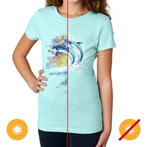 Delsol - Camiseta Para Jóvenes - Delfines En Acuarela - Azul Hielo De Para Mujer - Camiseta (Xl)