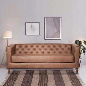 Latam Home - Sofá Brescia 3C Cuero Kentucky Tabaco