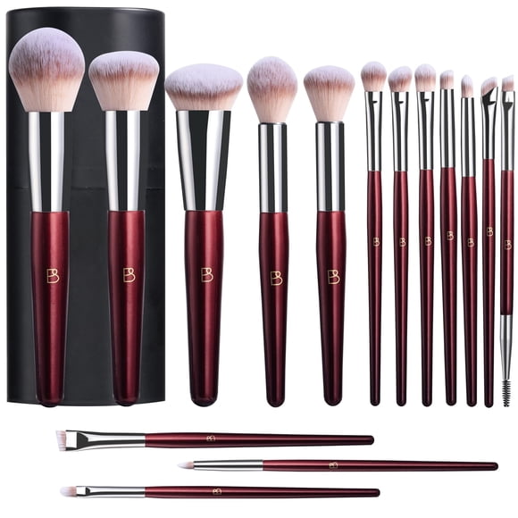 Set de brochas de maquillaje BS-MALL, 18 unidades, brochas sintéticas con funda