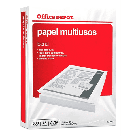 Office Depot - Resma Carta 70 G/M2 500 Hojas Color Blanco Officedepot