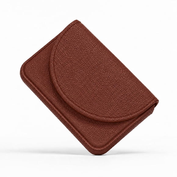 Cartera FenZen de cuero sintético PU color marrón con cierre magnético