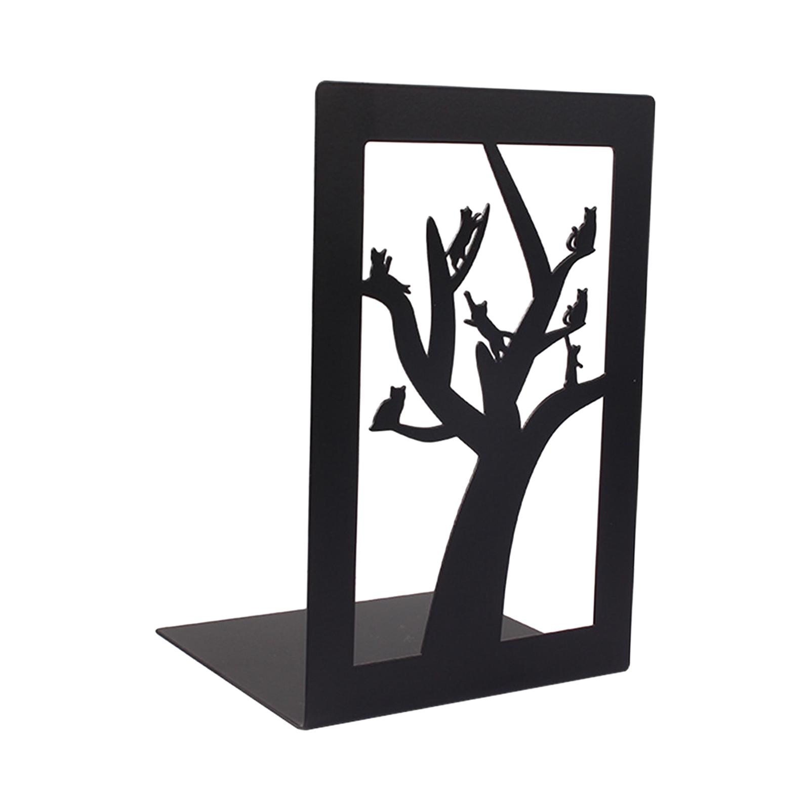Bothyi - Sujetalibros Decorativos Organizador Resistente Soporte Para Libros Para Estantes Escritorio Oficina Gatos En El Árbol