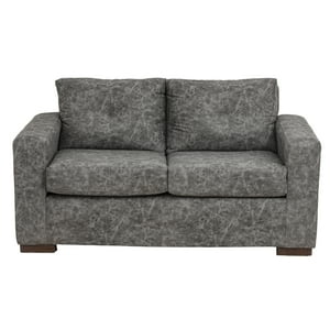 Muebles América - Sofá Franco 2 Cuerpos Cuero Auris Gris