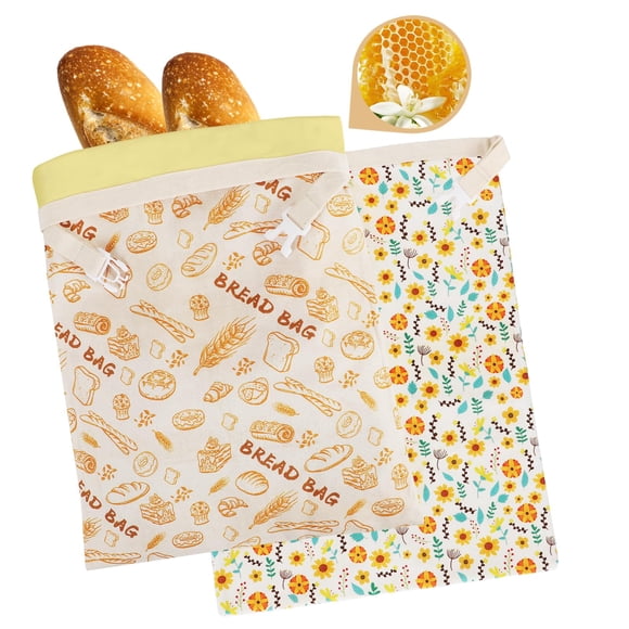 Bolsas de pan reutilizables de cera de abejas QHMCHLDZ, grandes, 43 x 33 cm, paquete de 2
