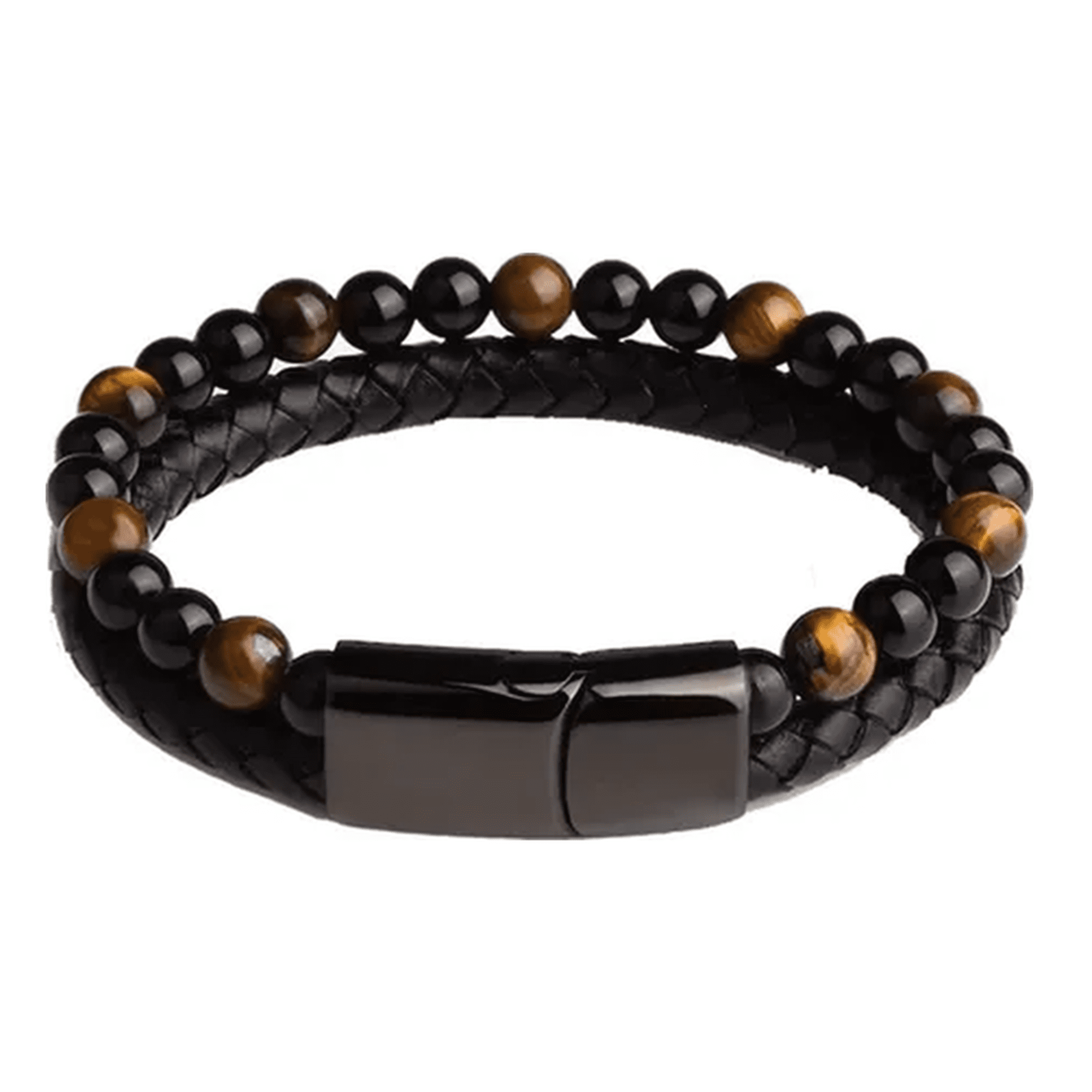 Genérico - Pulsera Cuero Ojo Tigre Rojo Natural