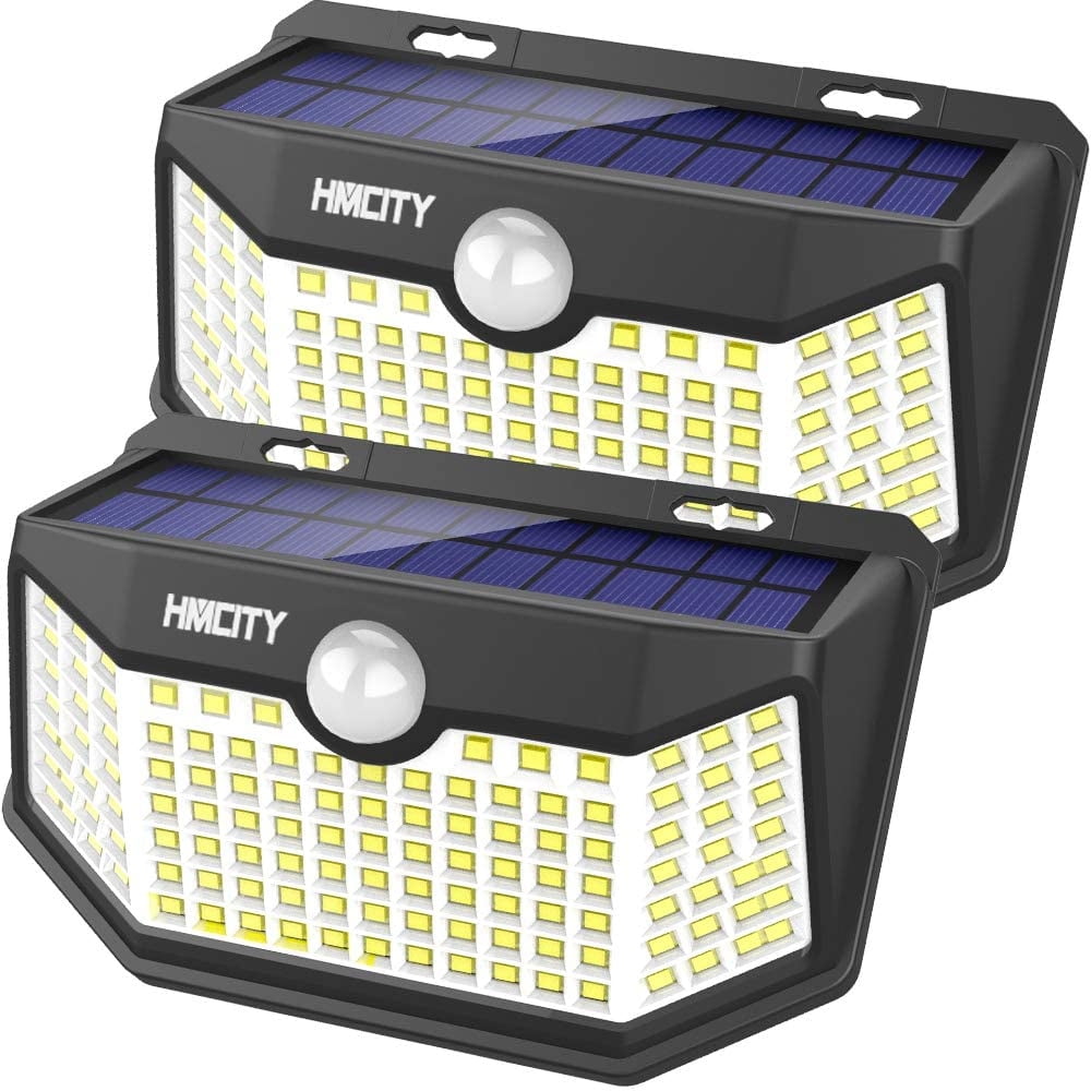 Hmcity - Luces Solares Al Aire Libre 120 Led Con Reflector De Luces,