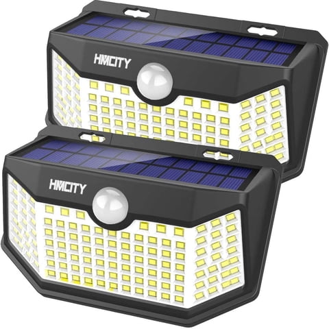 Hmcity - Luces Solares Al Aire Libre 120 Led Con Reflector De Luces,