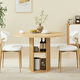 thumbnail image 2 of 47.24" Round Dining Table (Serves 2–4) with Two Dining Chairs Blends modern and farmhouse styles, featuring a double-tiered storage shelf, suitable for dining rooms or living spaces.Natural, 2 of 3