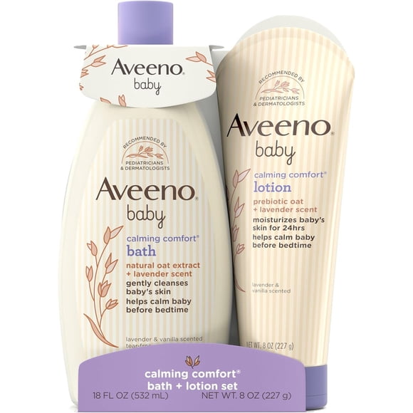 Set Aveeno Baby Calming Comfort Baño Loción Lavanda Vainilla
