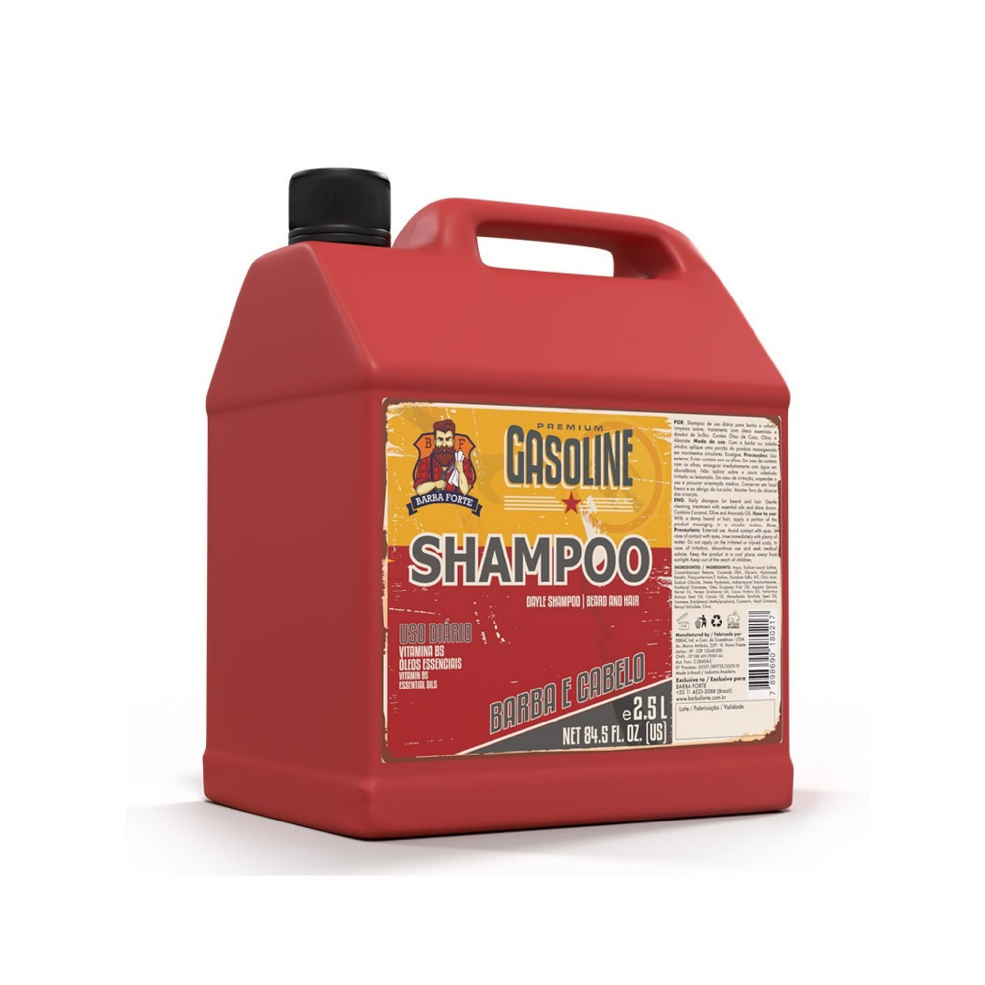 Barba Forte - Shampoo Gasoline Uso Diario 2500 Ml