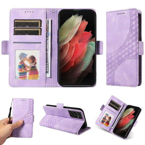 Carcasa FOXDOCK Samsung Galaxy S21 Ultra de cuero PU, diseño acolchado clásico, protección contra caídas y rayones