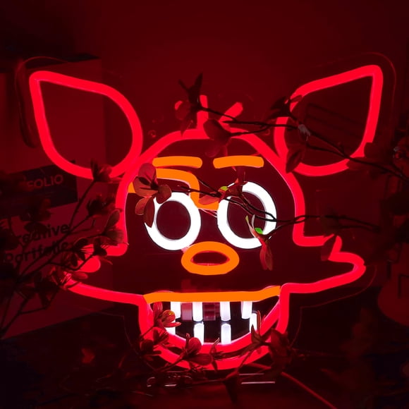 Letrero de neón Nacynacy 31 × 27 cm Fnaf Zorro LED para decoración de pared