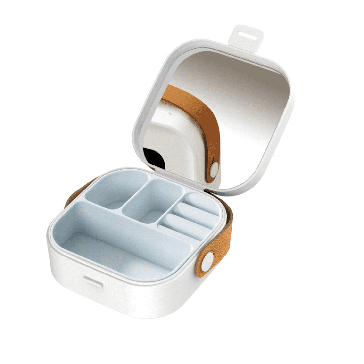 Genérico - Joyero Organizador Portátil De Mano Joyas Cuerina Pequeño Blanco