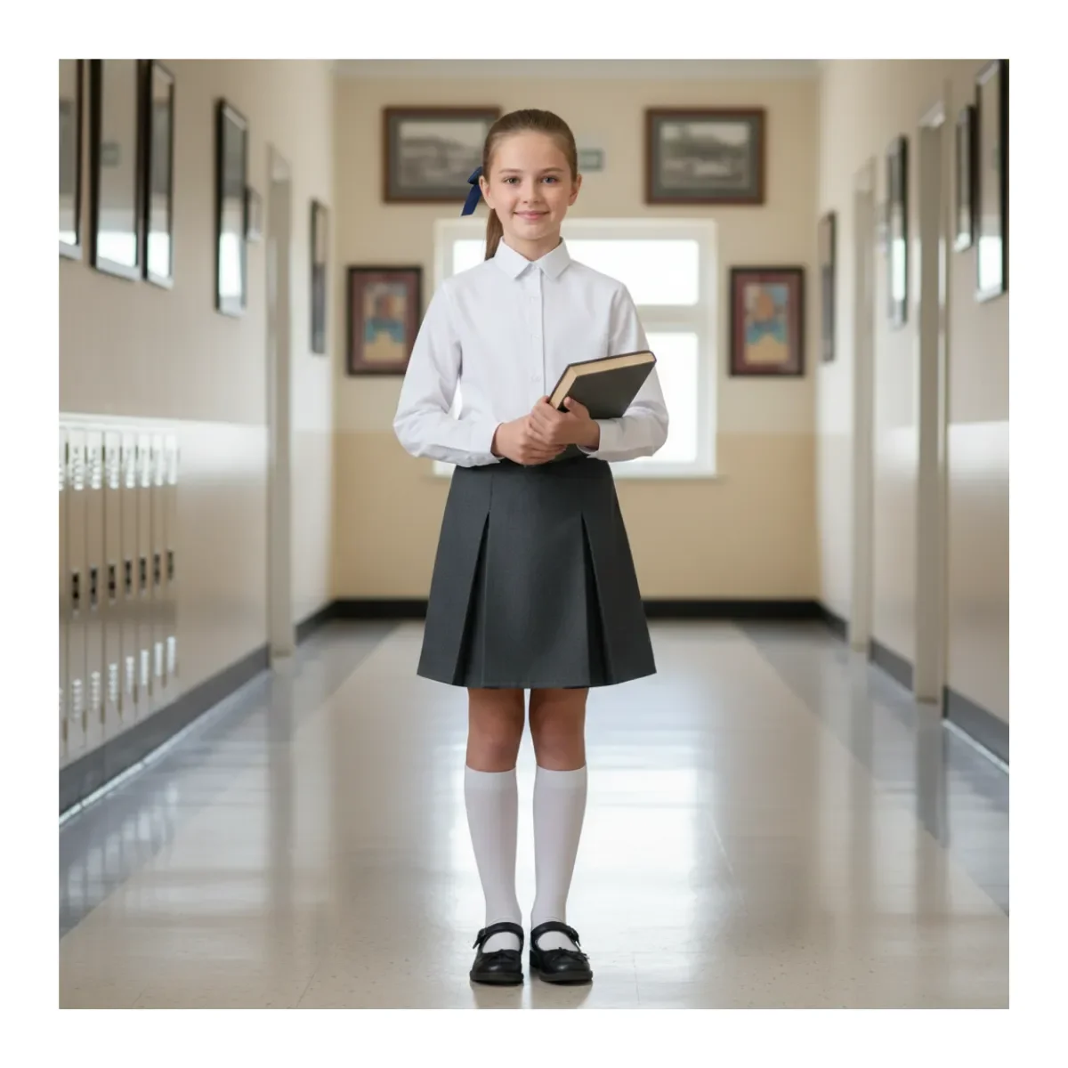 Genérico - Falda Colegio Niña Juvenil Gris Clásica Confección Nacional